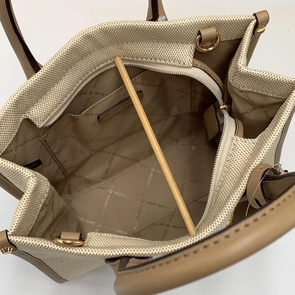 Michael Kors Mirella Small Shopper Top Zip Crossbody Bag Camel MK NWT - Picture 12 of 15